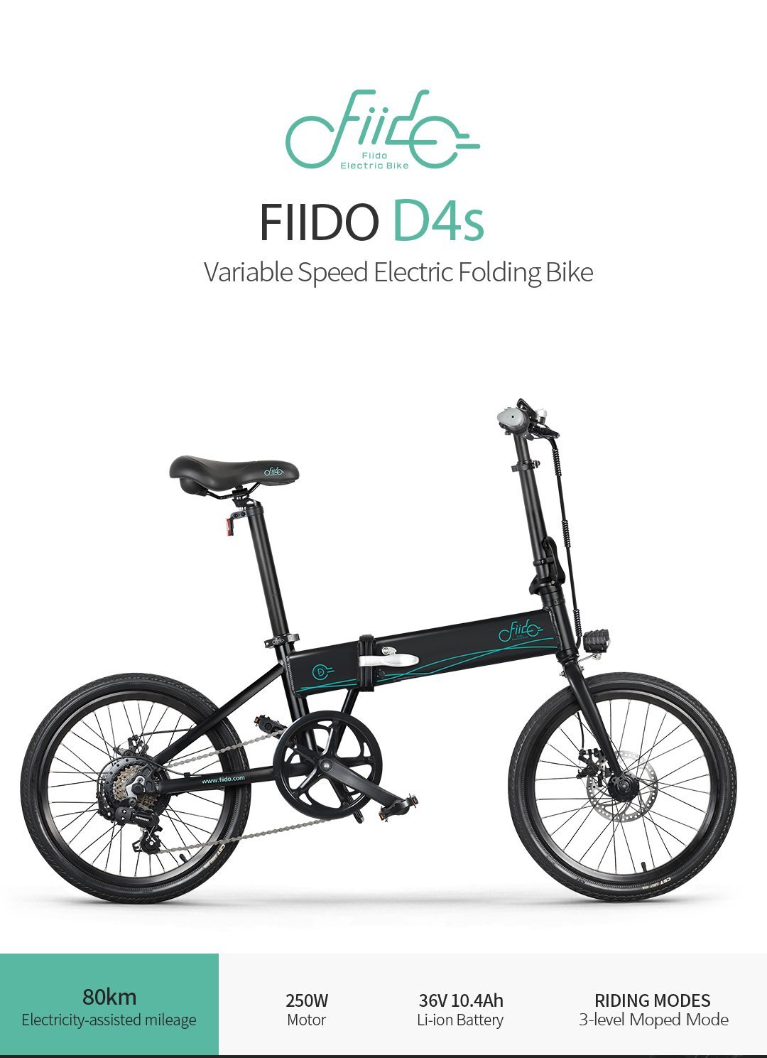 FIIDO D4S Folding Electric Bike 250W Motor 10.4Ah Battery